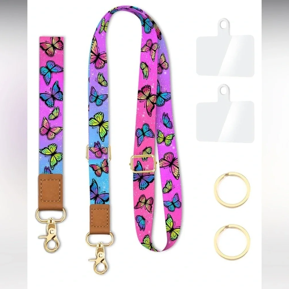 Cell Phone Lanyard Crossbody with Wrist Strap, Cute Butterfly Phone Lanyards new